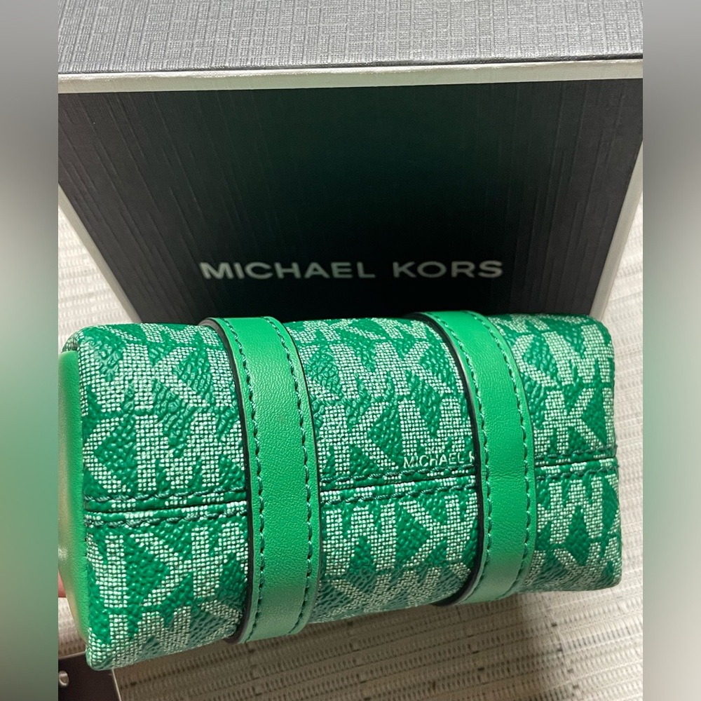 Michael Kors | Nano Green Duffle Key Fob | Monogram Canvas & Leather | NIB - Picture 10 of 14